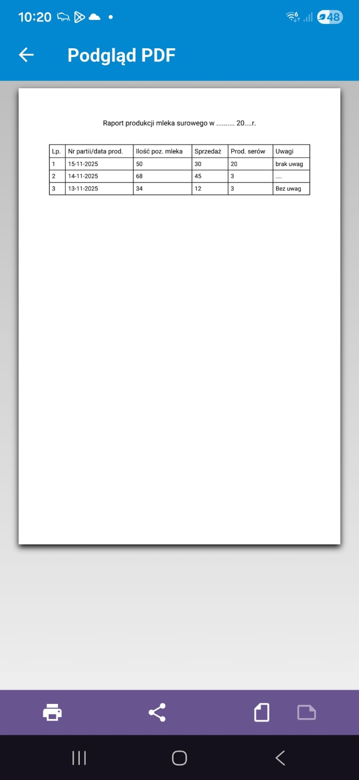 FarmManager PL raport mleka sur